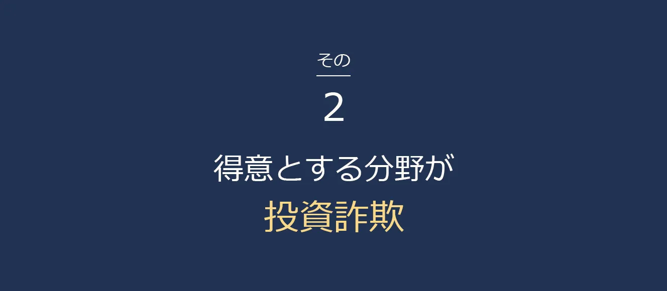 得意とする分野が詐欺事案／海外事案